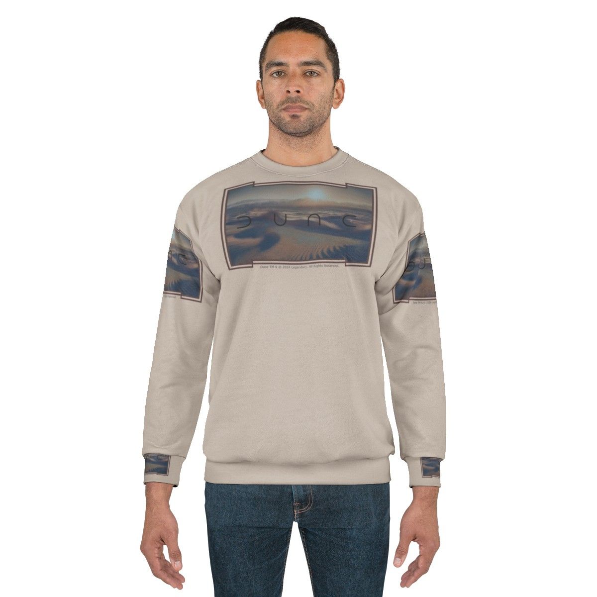 Dune-inspired desert planet sweatshirt with two moons - men