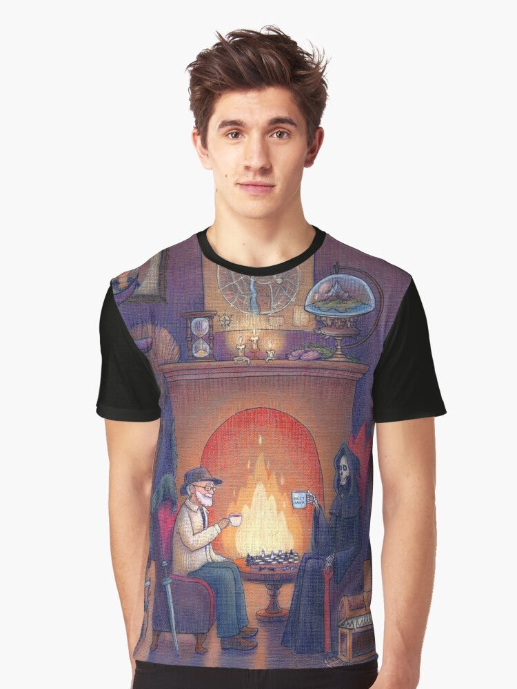 Graphic t-shirt with fantasy wizard and friendship design - Men