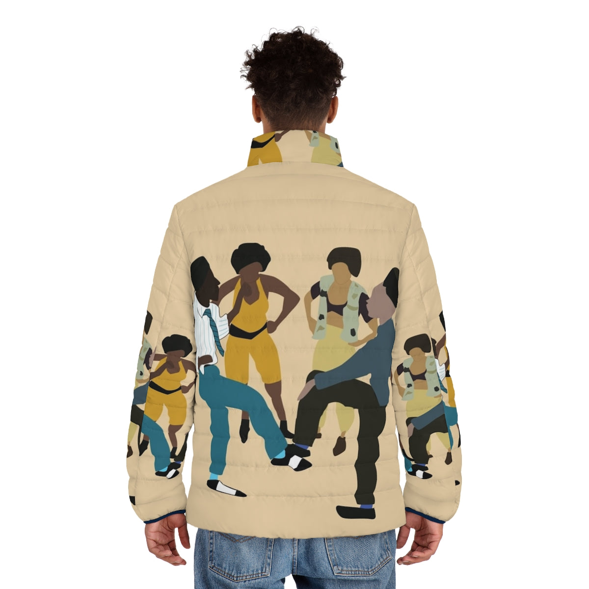 Colorful 90s hip hop inspired puffer jacket - men back