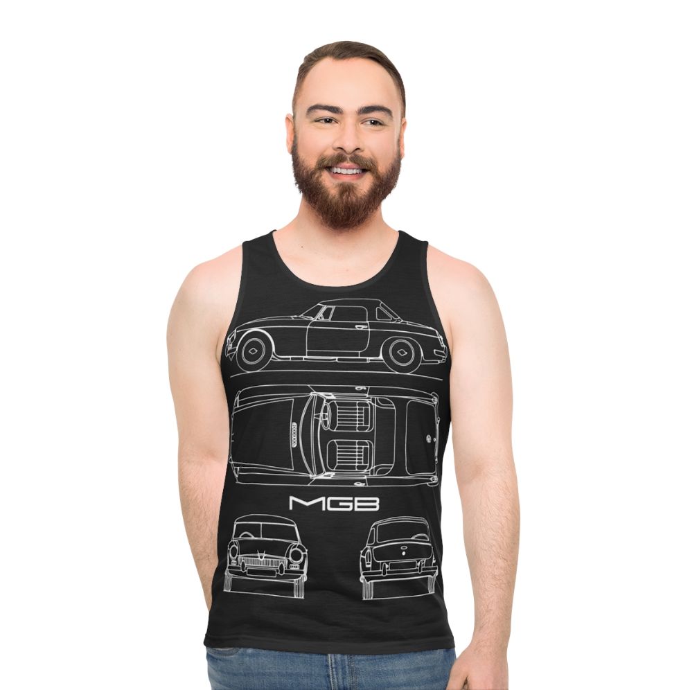 Vintage MGB blueprint unisex tank top - men