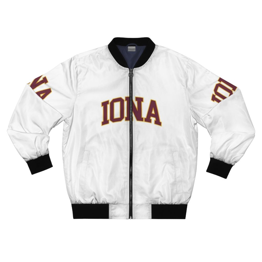 Iona College College Font Curved Bomber Jacket