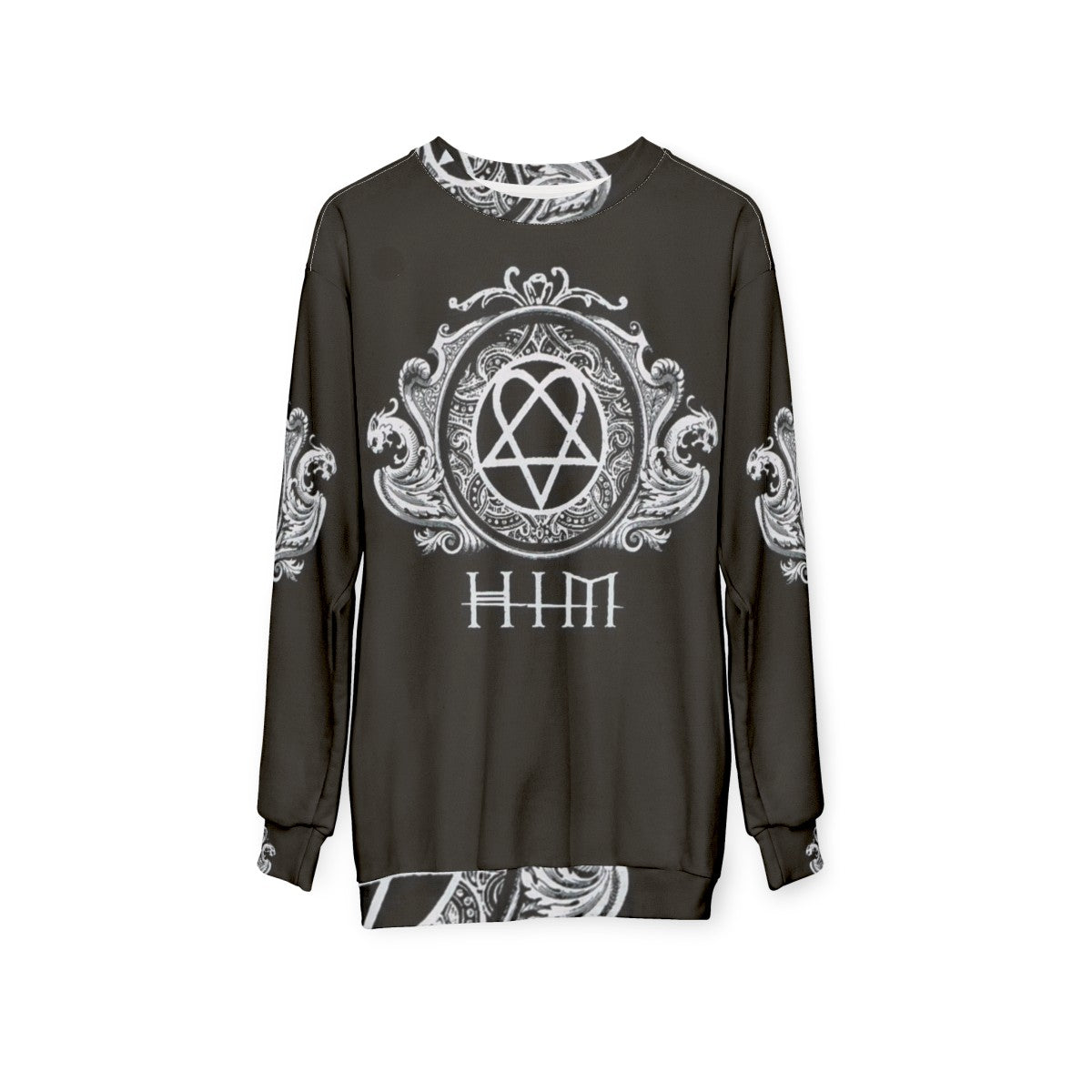 HIM band sweatshirt featuring the iconic heartagram logo - hanging