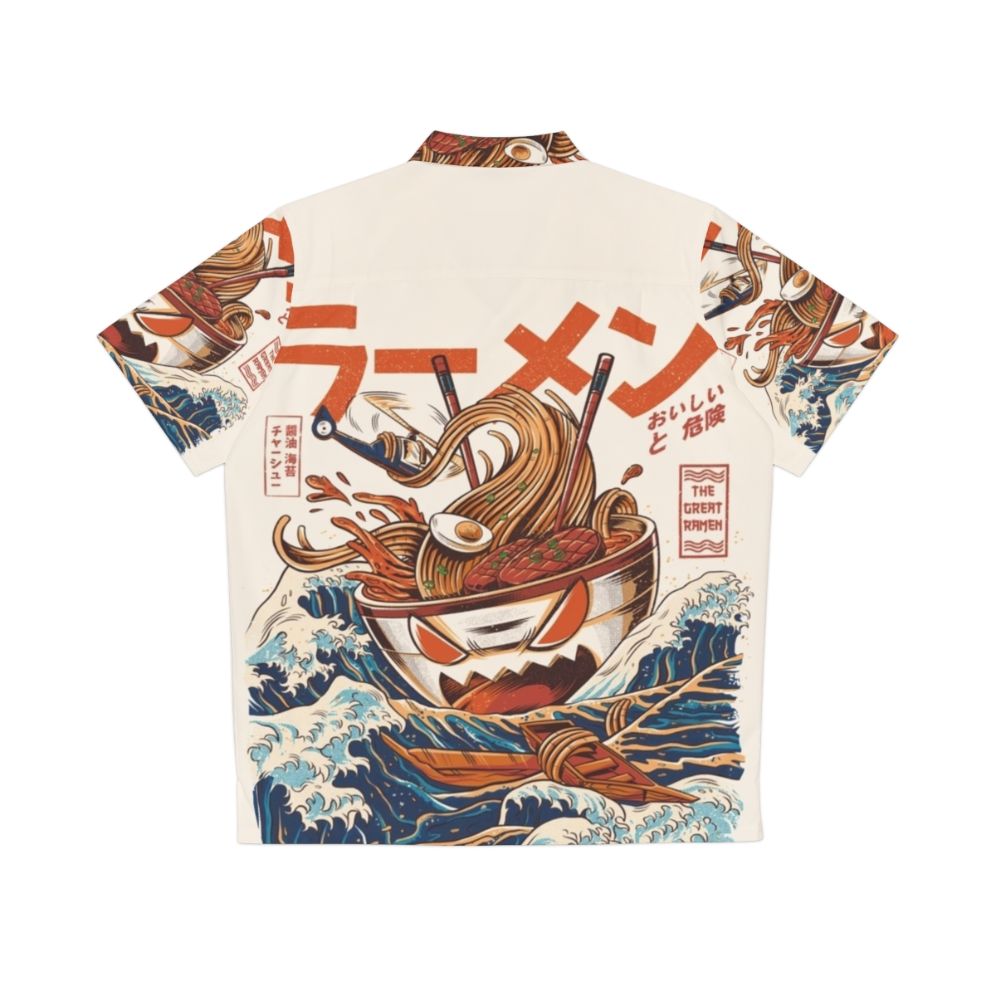 Retro Japanese ramen kaiju monster Hawaiian shirt - Back