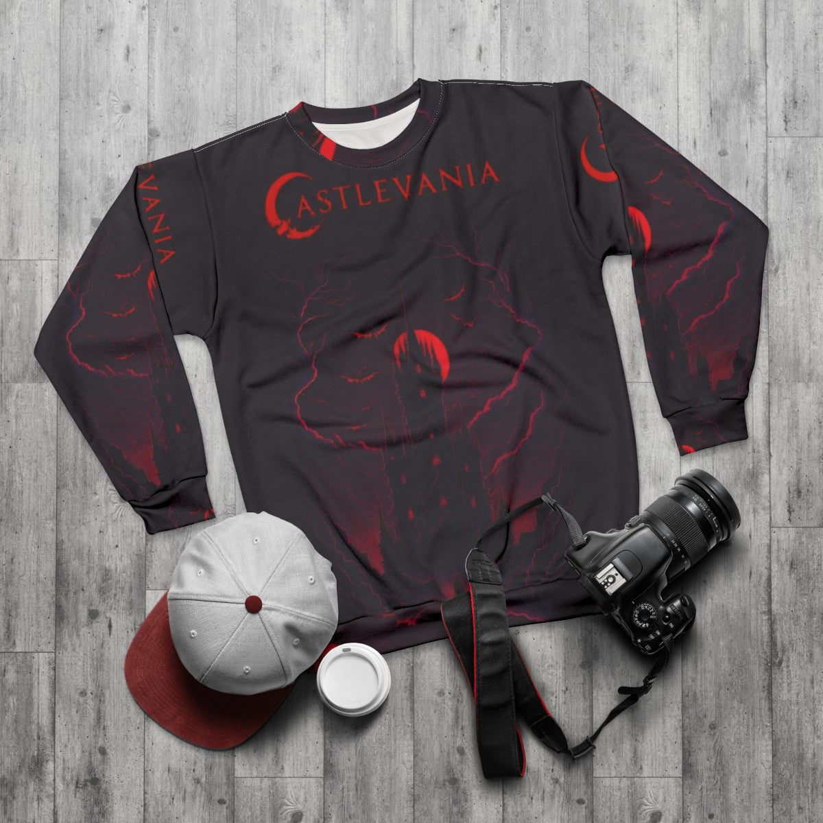 Netflix Castlevania Infernal Dark Gothic Sweatshirt - flat lay