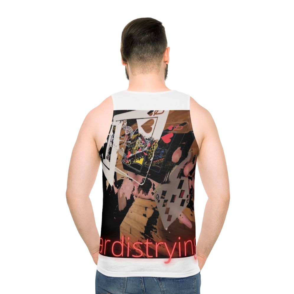 Unisex tank top featuring cardistry design - men back