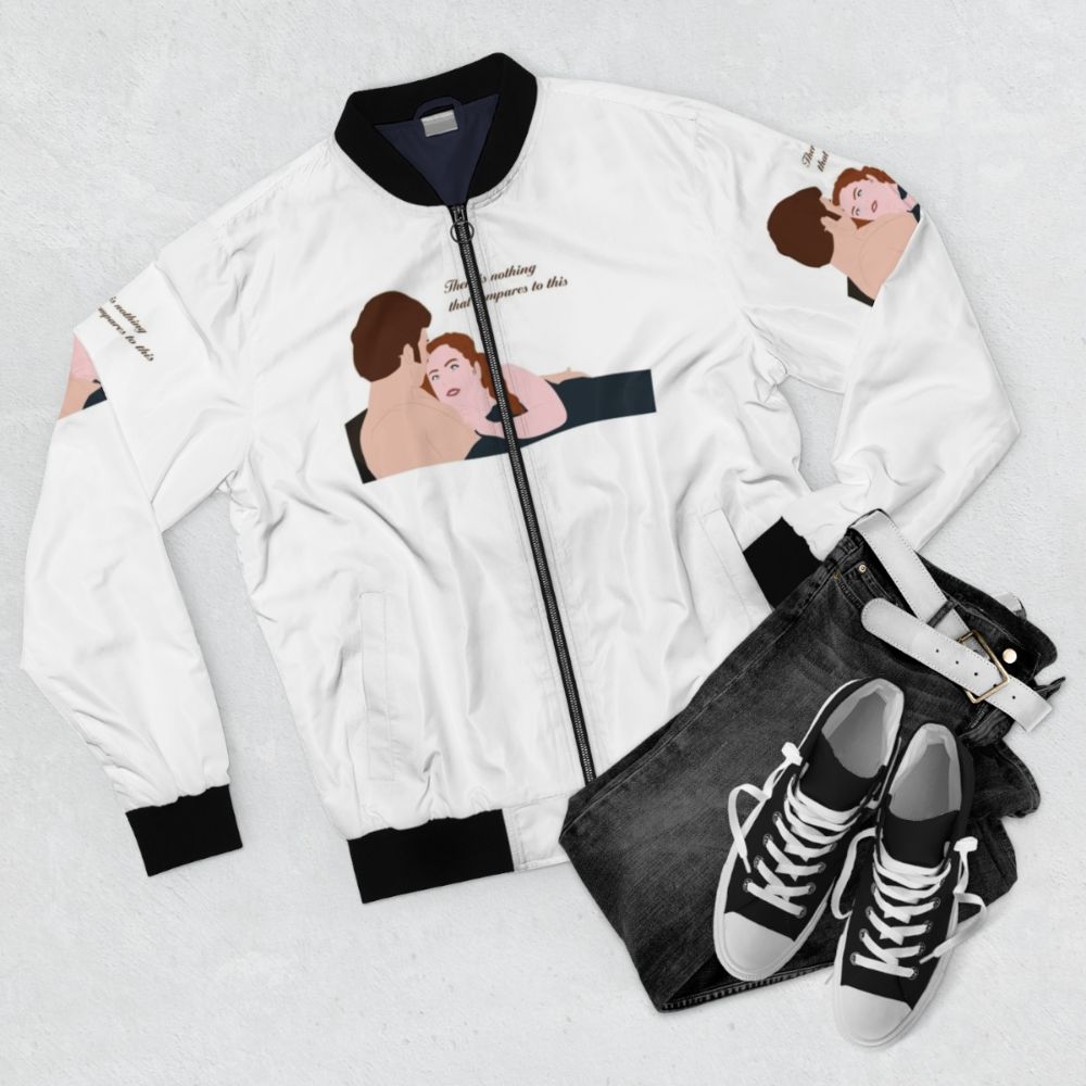 Bridgerton Netflix Colin & Penelope Bomber Jacket - Flat lay