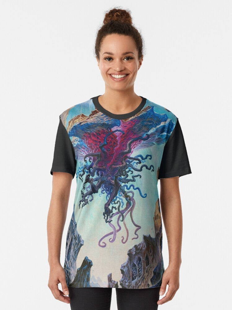 Emrakul, The Aeons Torn graphic t-shirt for Magic the Gathering fans featuring the Eldrazi creature. - Women