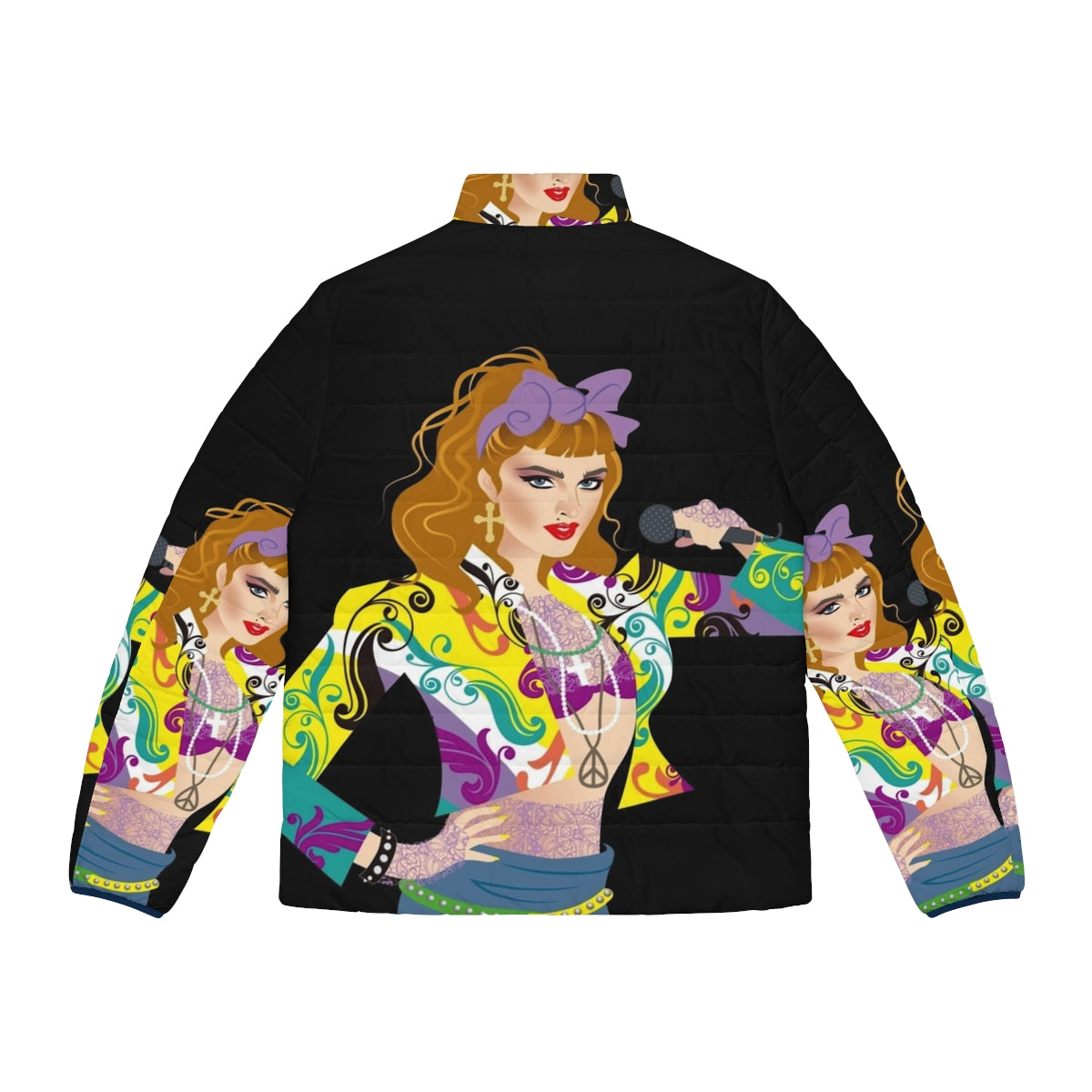 Fashionable puffer jacket for winter in a pop star inspired design - Back