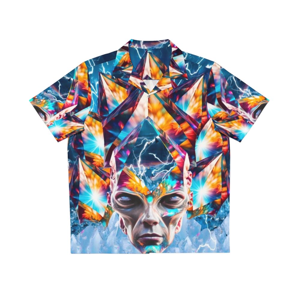 Crystal Time Machine Hawaiian Shirt with Sci-Fi Pattern