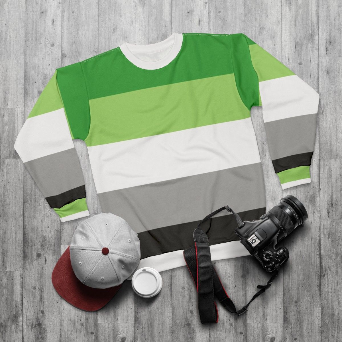 Aromantic Pride Flag Sweatshirt - flat lay