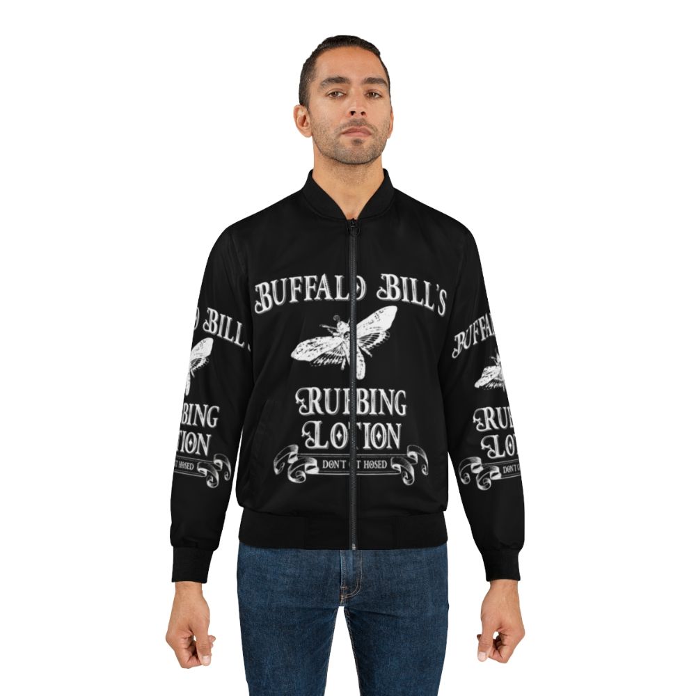 Spooky bomber jacket with Buffalo Bill "it rubs the lotion" horror design - Lifestyle