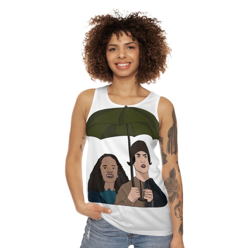 Heartstopper Netflix Unisex Tank Top featuring characters Nick, Charlie, and Nellie - women