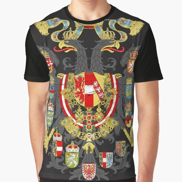 Vintage Austrian Empire flag graphic printed on a t-shirt