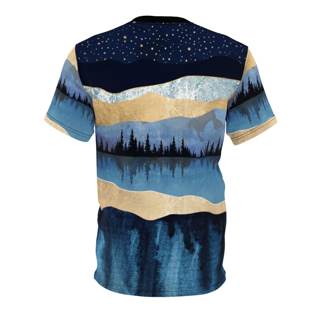 Midnight Lake Landscape Abstract Art T-shirt - Back