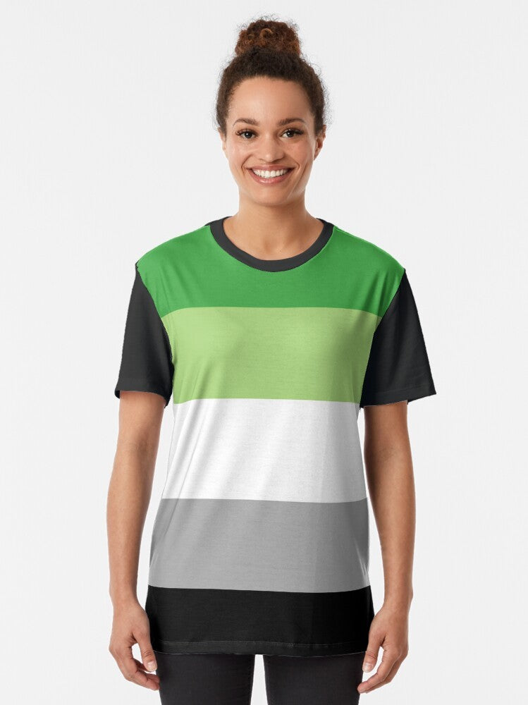 Aromantic Pride Flag Graphic T-Shirt with Aromantic and Aroace Symbols - Women