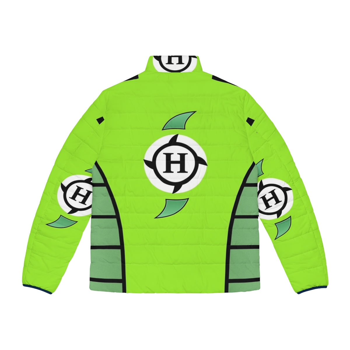 Hurricane Helms Puffer Jacket with wrestling superhero design - Back