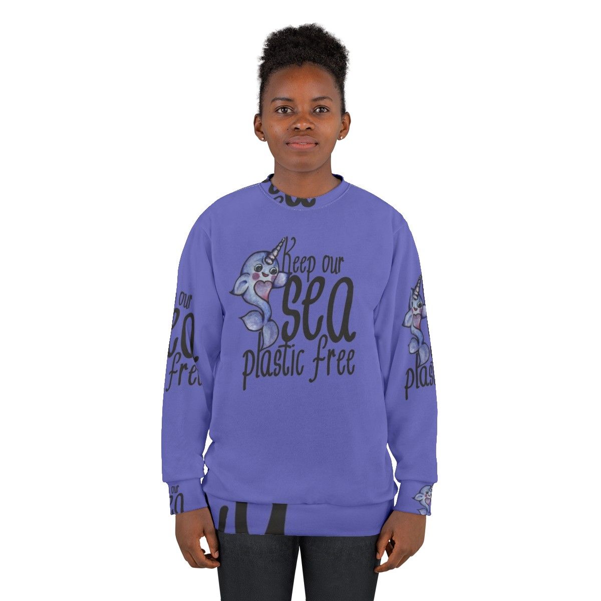 "Keep Our Sea Plastic Free" Narwhal Eco-Friendly Sweatshirt - women