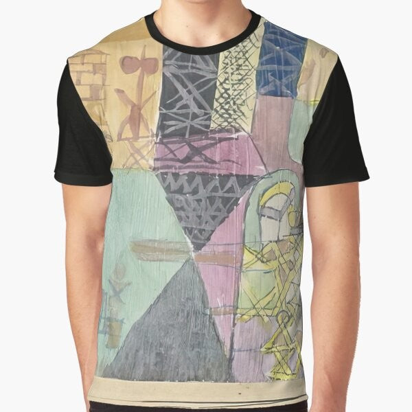 Paul Klee inspired graphic t-shirt featuring the "Red Balloon" cubist art style