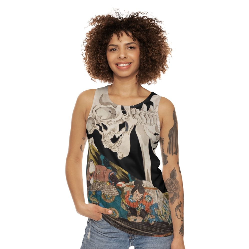 Skeleton Ghost Ukiyo-e Woodblock Print Unisex Tank Top - women