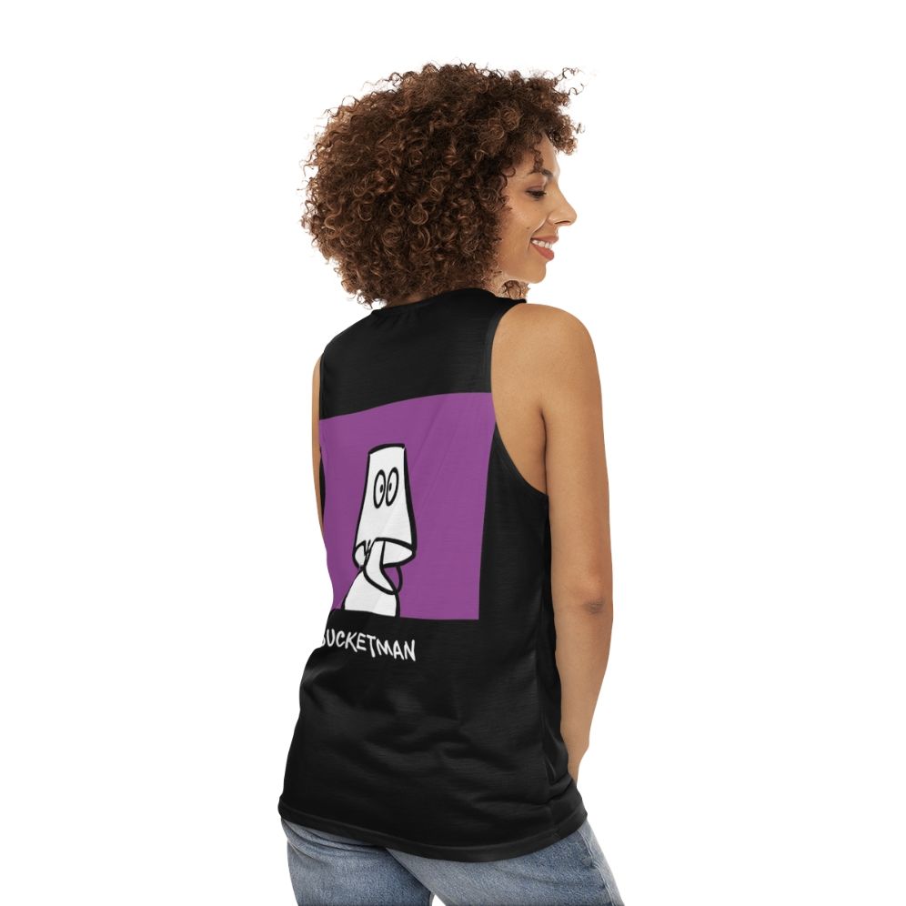 Unisex "Bucketman" superhero graphic tank top - women back