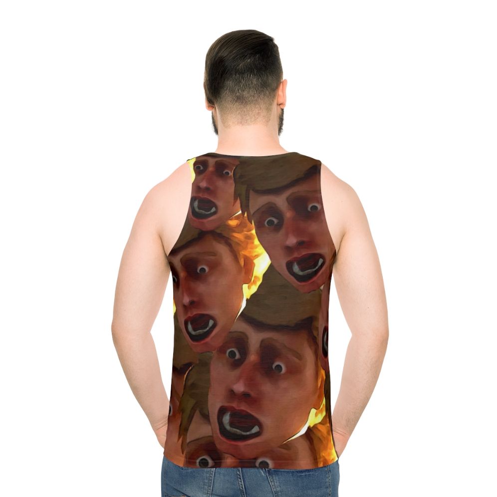 Scared Chad unisex tank top design - men back