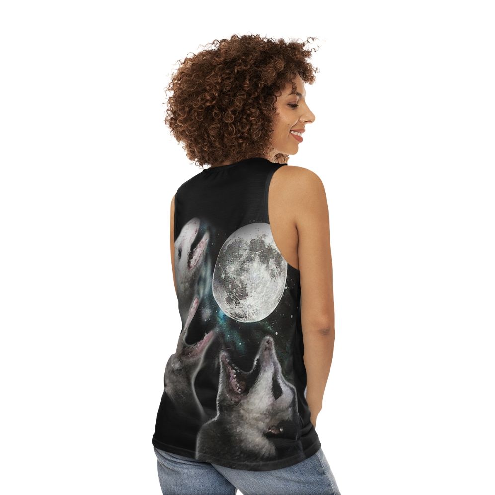 Possum Moon Unisex Howling Funny Tank Top - women back