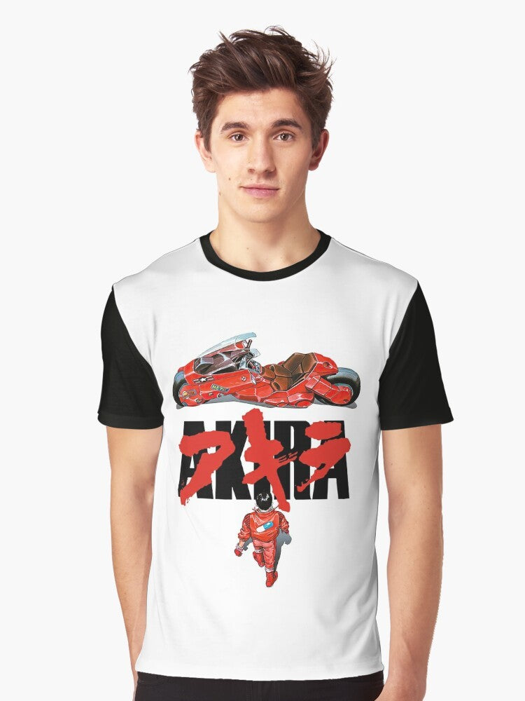 Akira anime Japan retro graphic t-shirt design with cyberpunk and manga influences - Men