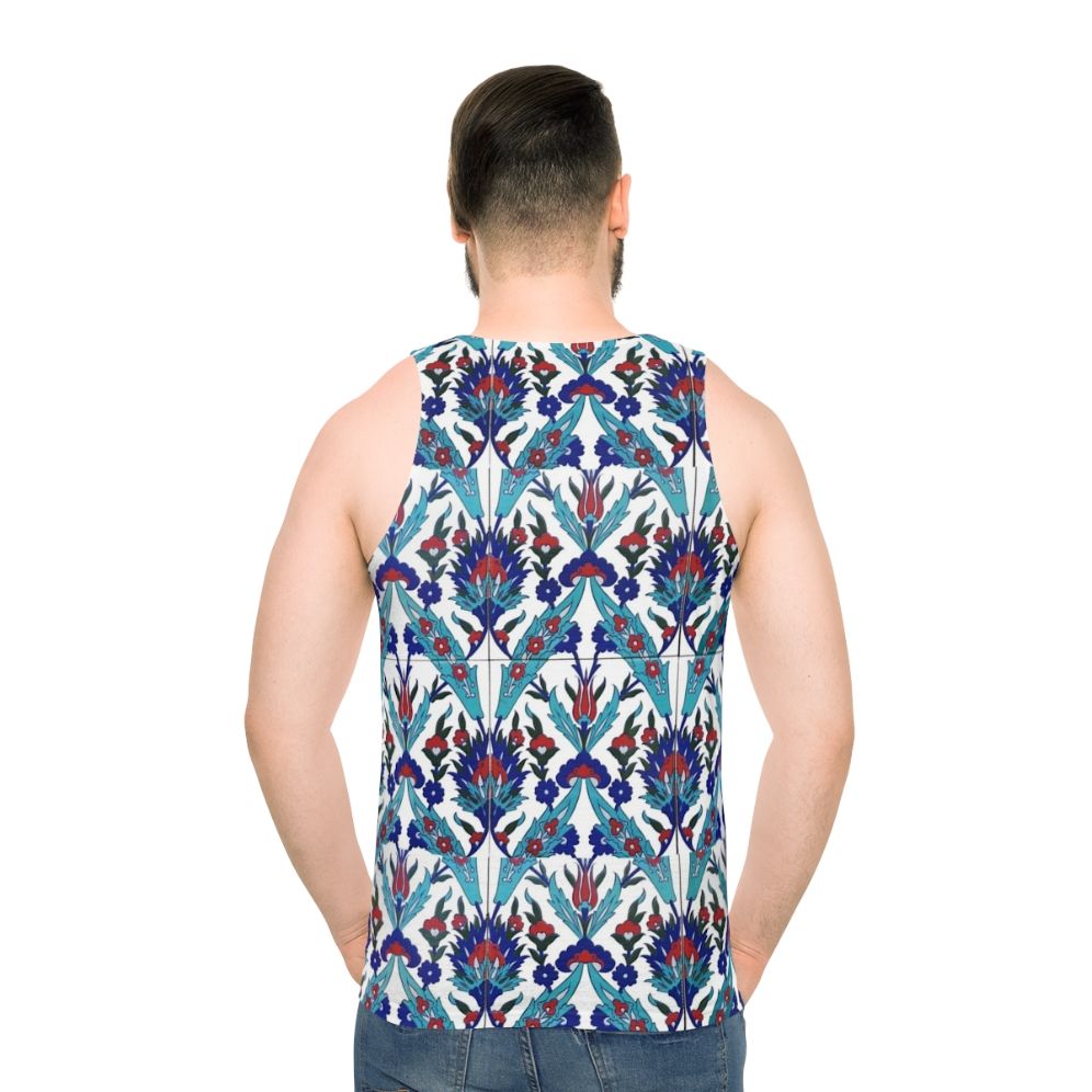 Turkish Iznik Floral Pattern Unisex Tank Top - men back