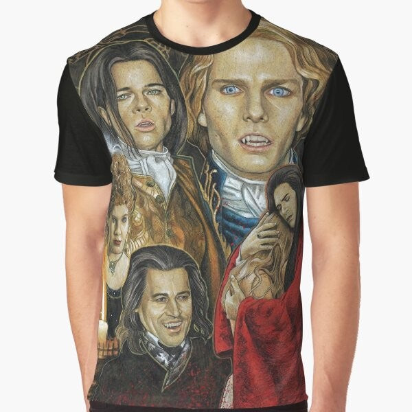 "Interview with the Vampire" inspired graphic t-shirt with vampire, movie, and horror elements