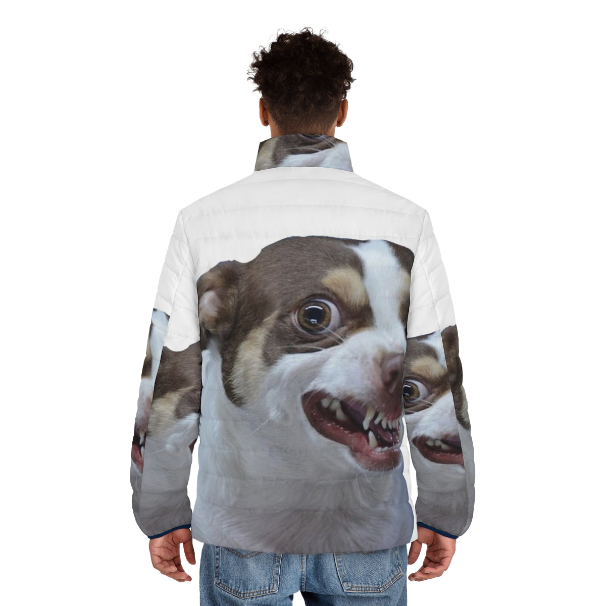 Mr Bubz Puffer Jacket - Chihuahua Meme Inspired Dog Fashion Accessory - men back