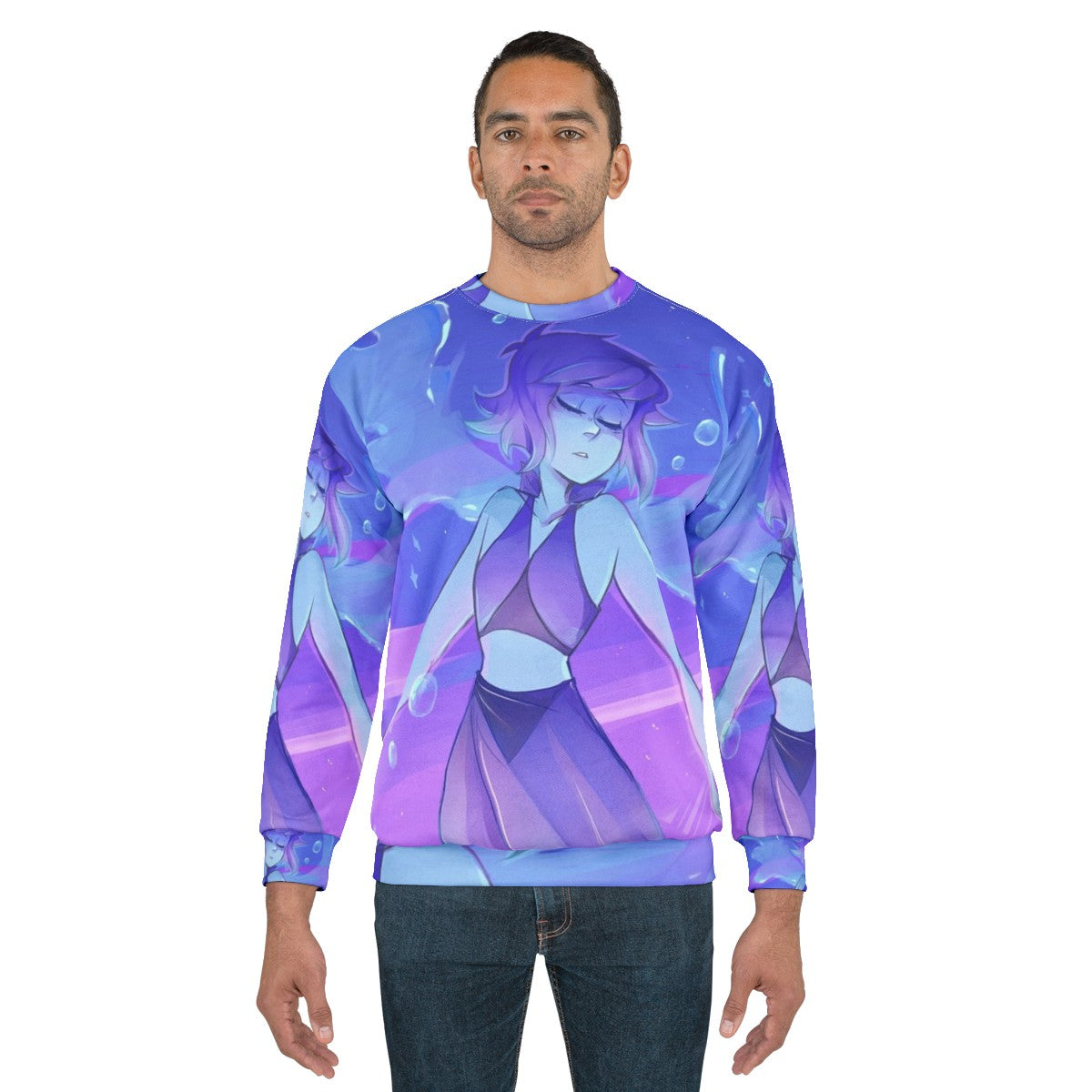 Lapis Lazuli inspired purple and blue sweatshirt featuring Steven Universe characters - men