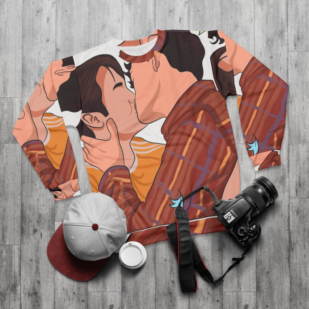 Heartstopper Nick and Charlie Kissing Sweatshirt - flat lay