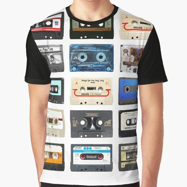 A music-themed graphic t-shirt with a retro, vintage, and cool design for fans of music, geek culture, and hip hop.