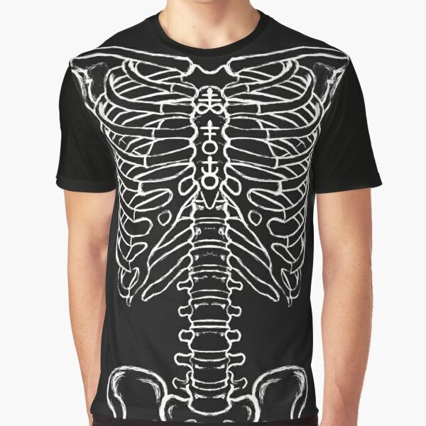 Skeleton graphic t-shirt with a detailed rib cage design