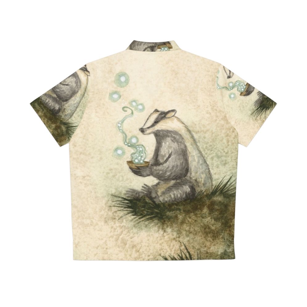 Badger Magick Hawaiian Shirt with Whimsical Fairy and Forest Design - Back