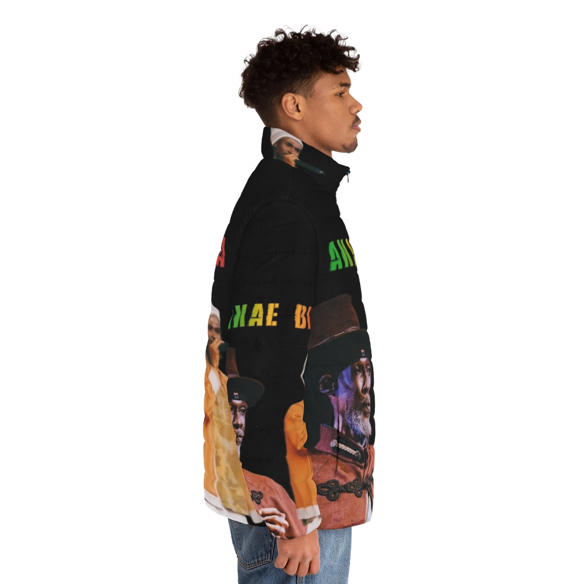 Akae Got Midnite Puffer Jacket - Warm Reggae Rasta Winter Jacket - men side right