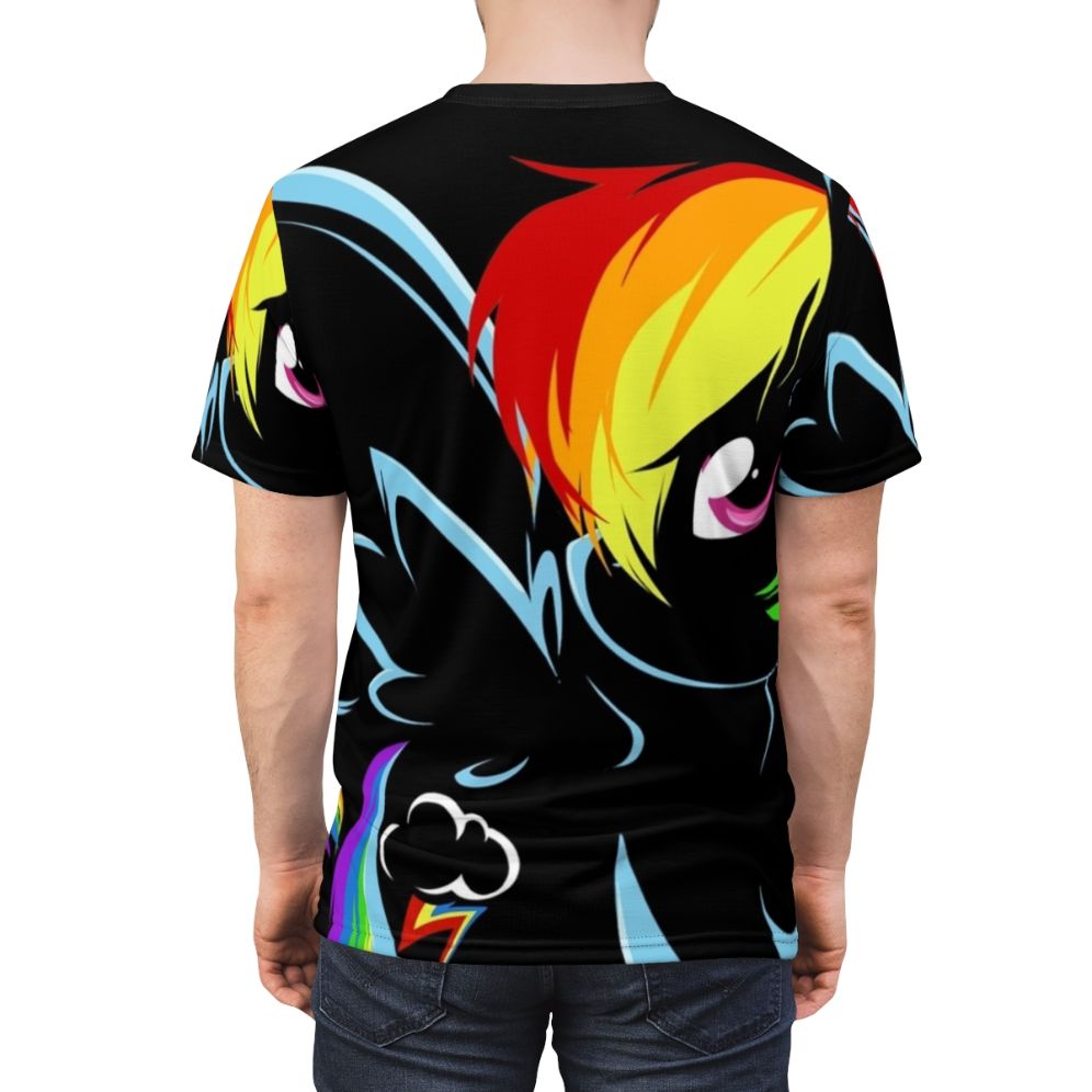 Vibrant t-shirt design featuring a rainbow-colored horse inspired by the My Little Pony animation series. - men back