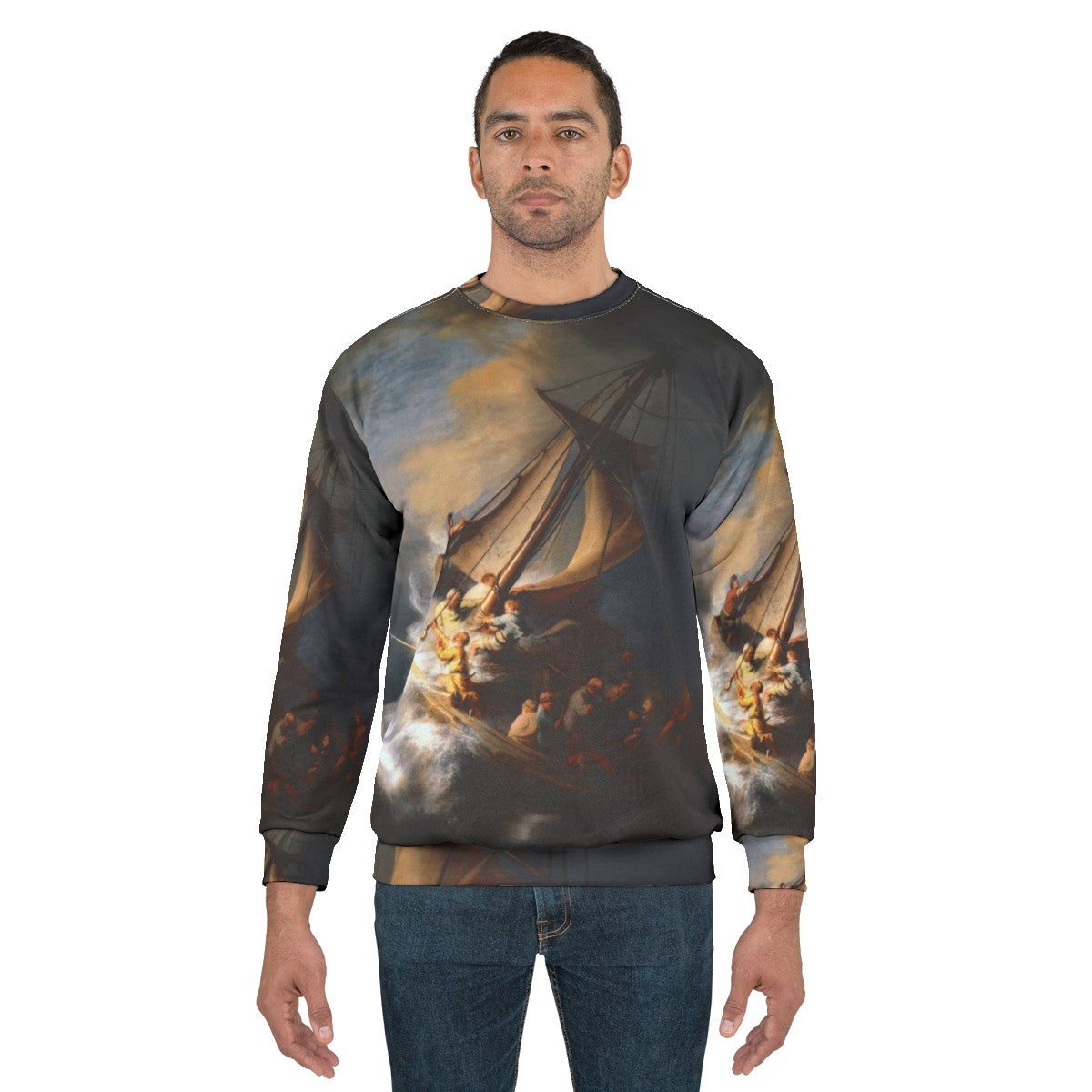 Rembrandt's 'The Storm on the Sea of Galilee' Christian Sweatshirt - men