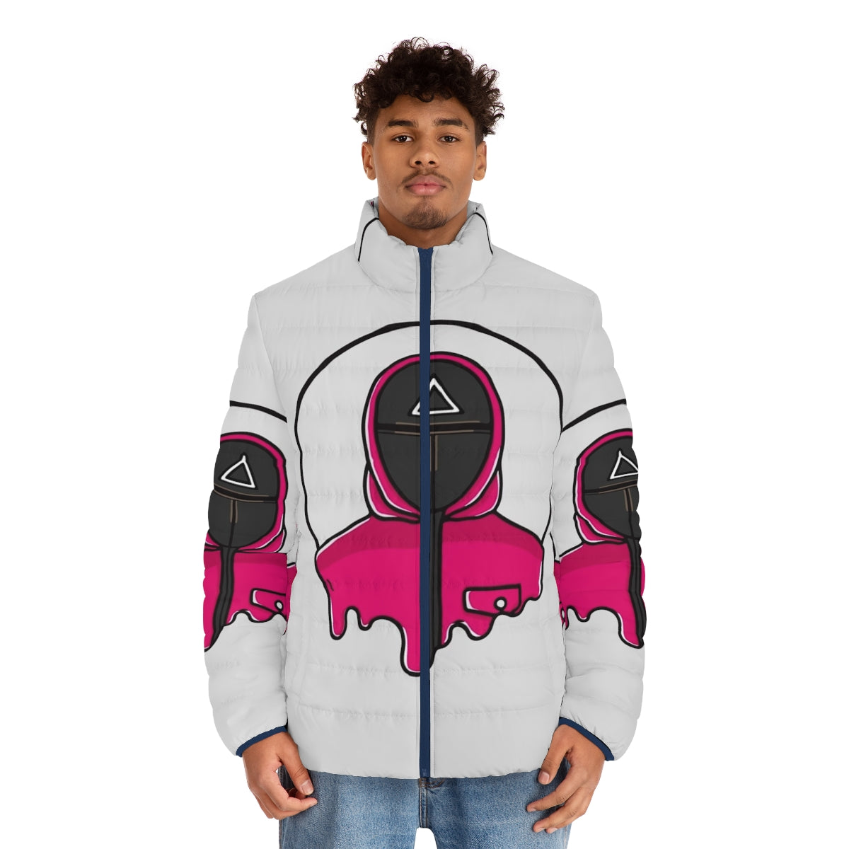 Triangle puffer jacket inspired by the Squid Game Netflix series - men front