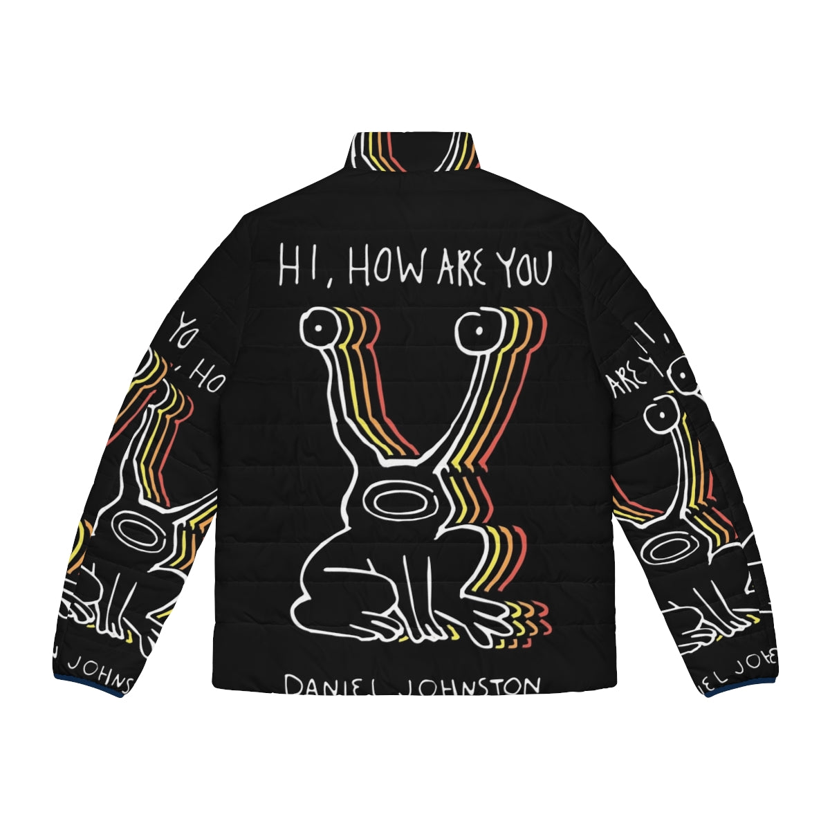 Hi How Are You Inspired Puffer Jacket with Daniel Johnston Artwork - Back