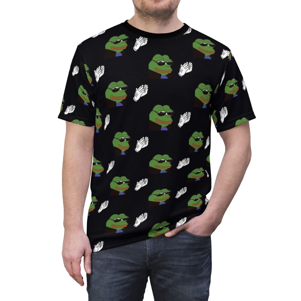 Twitch streamer ez clap t-shirt featuring a sun with a face design and popular memes - men front