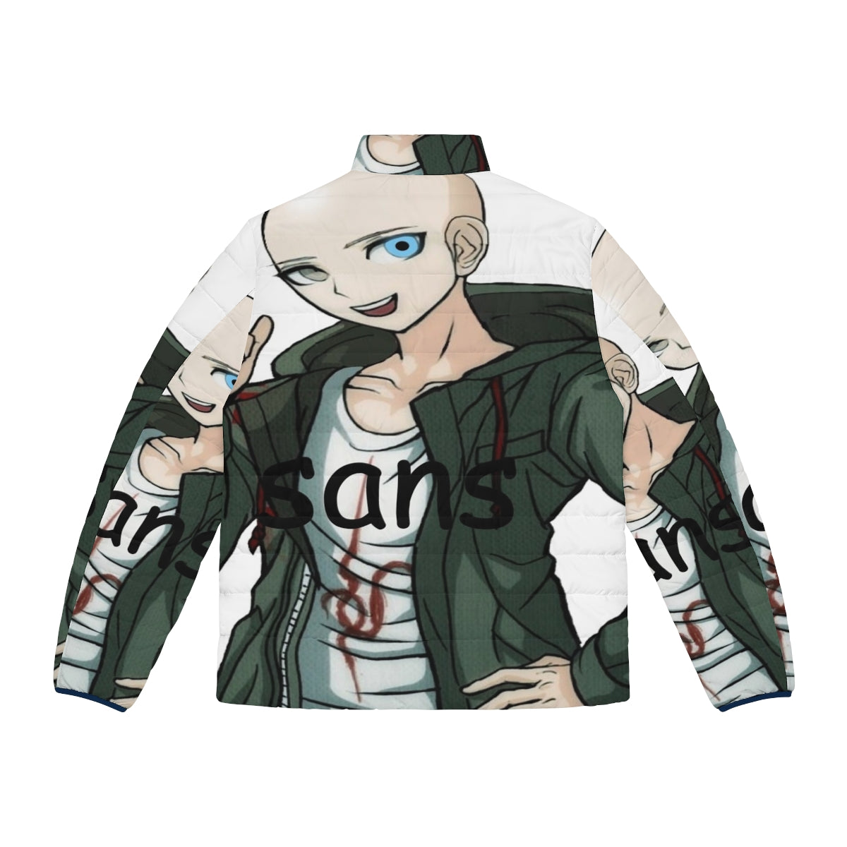 Komaeda Sans inspired anime puffer jacket with Danganronpa and Undertale design - Back