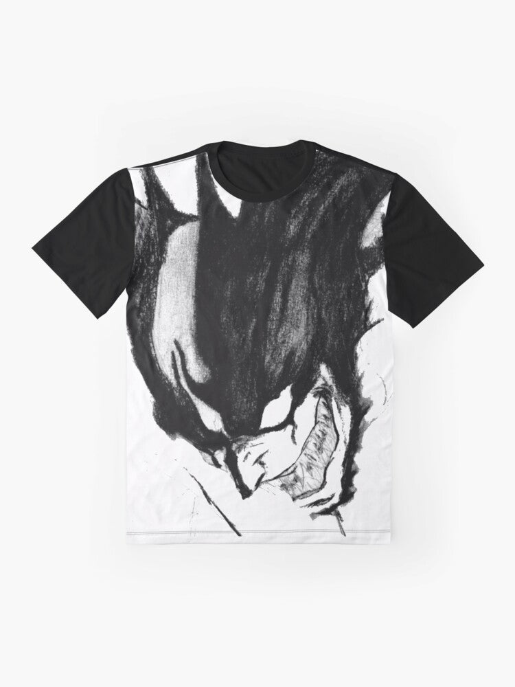 Devilman Crybaby anime graphic t-shirt featuring black and white superhero design - Flat lay