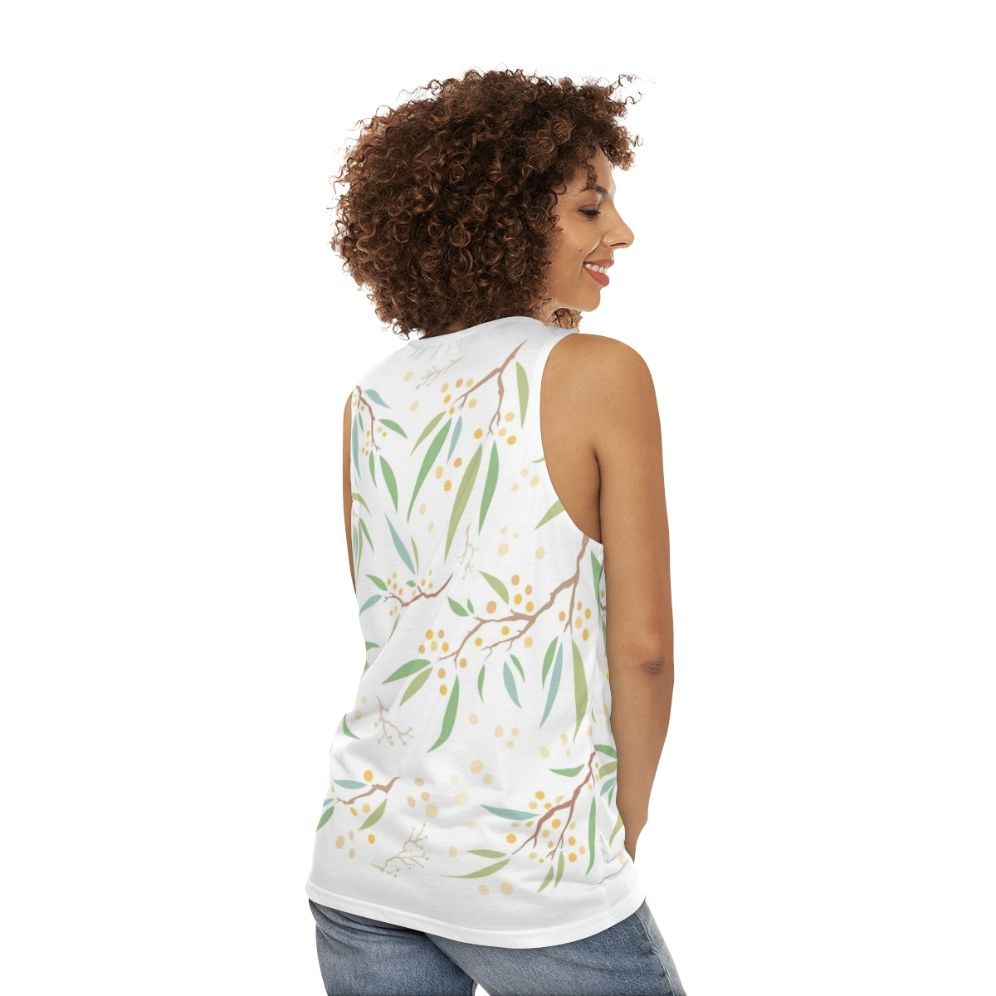 Golden wattle flower unisex tank top - women back