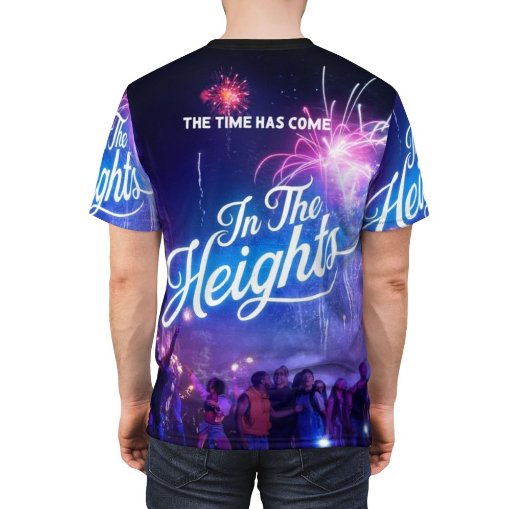 Vibrant t-shirt design inspired by the Broadway musical and 2021 movie In The Heights, featuring Anthony Ramos. - men back