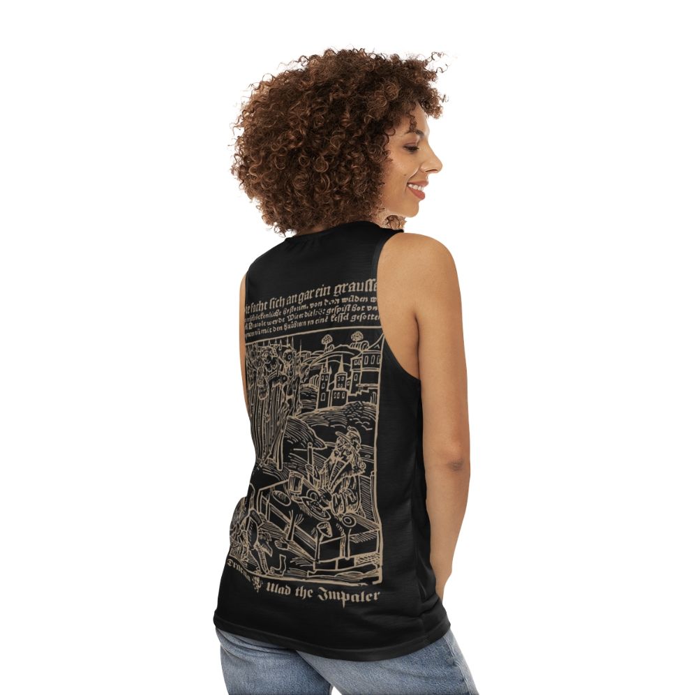 Dracula Unisex Tank Top featuring gothic and medieval design - women back