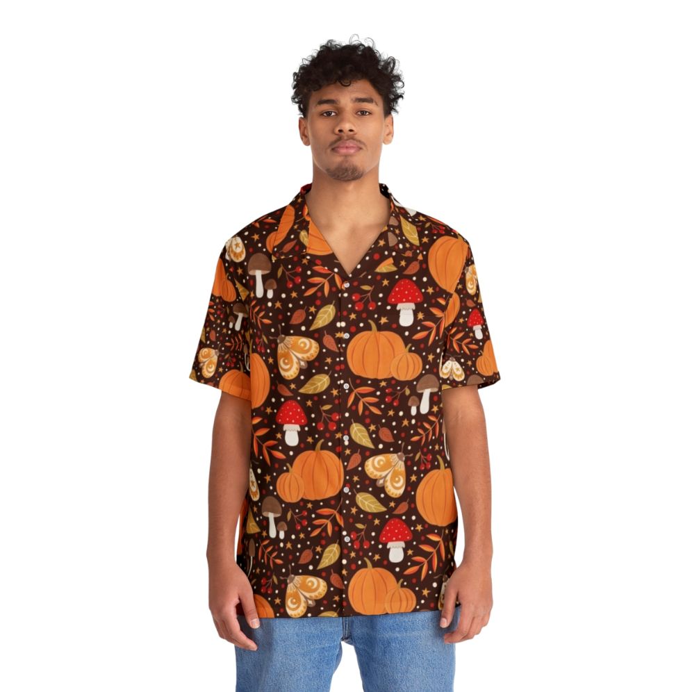 Autumn Elements Hawaiian Shirt with nature inspired floral pattern - People Front