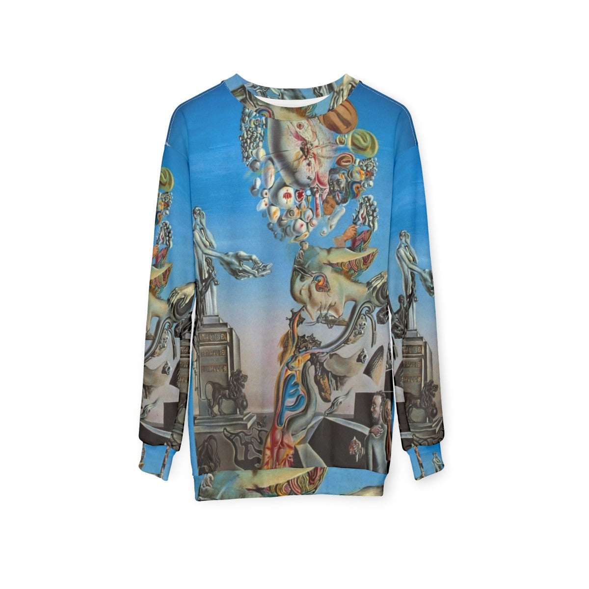 Surreal Salvador Dali-inspired desert dreamscape sweatshirt - hanging