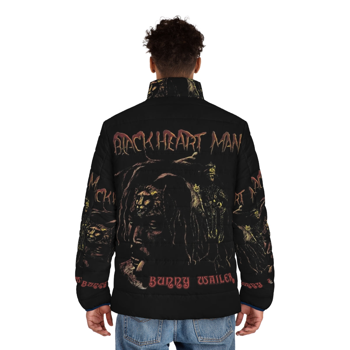 Bunny Wailer Blackheart Man Puffer Jacket featuring reggae-inspired design - men back