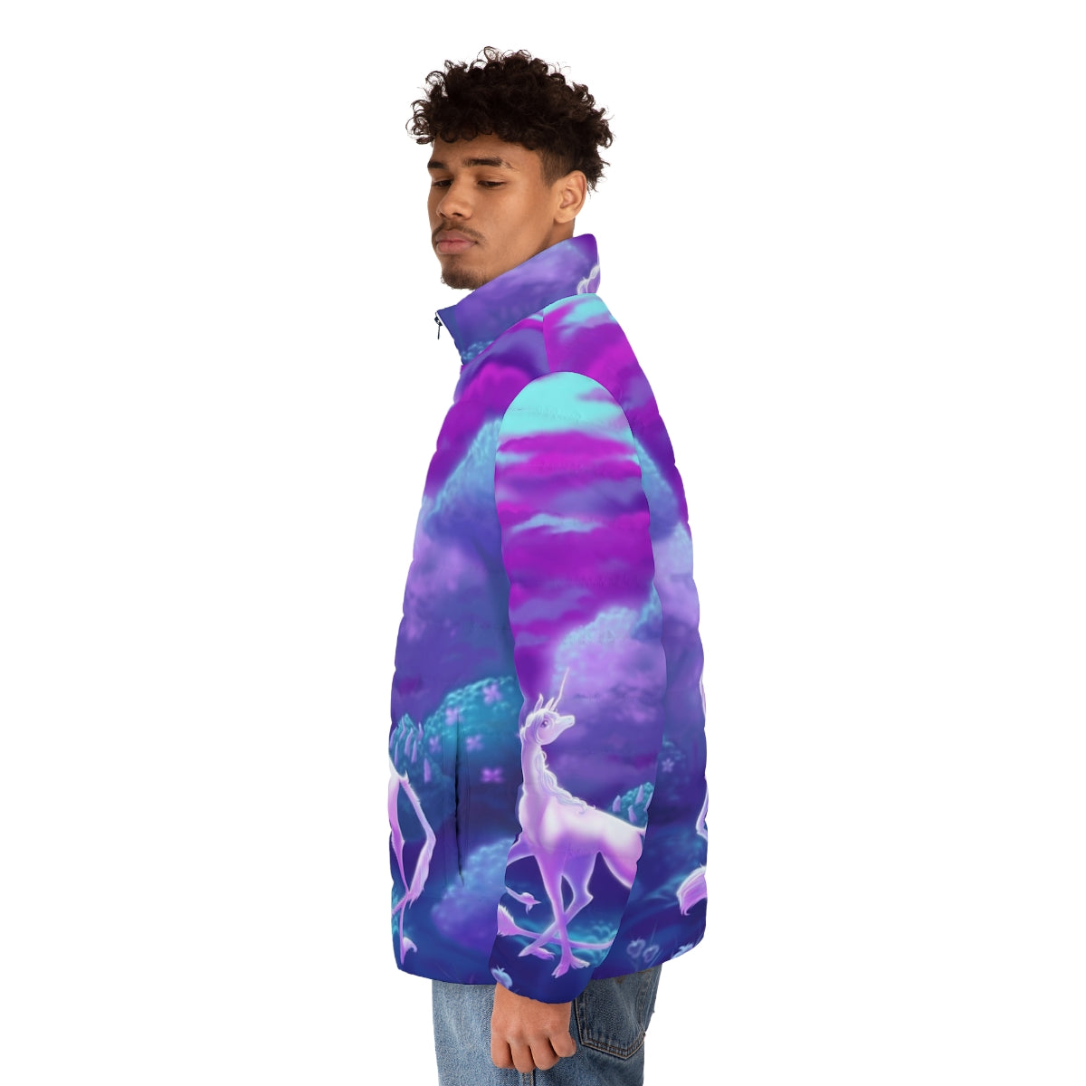 The Last Puffer Jacket, a warm and unicorn-inspired winter jacket - men side left